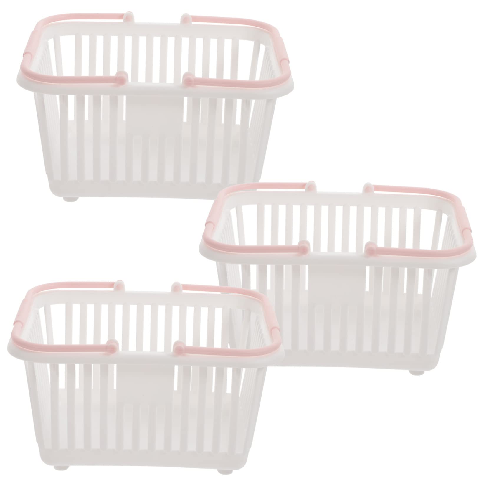 GRIRIW 3pcs White Plastic Laundry Hampers, Portable Storage Baskets with Handles, Mini Clothes Rack for Kids, Bathroom, Kitchen, Garden, Party Supplies