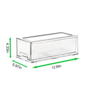 SIMPEXPE Stackable Storage Drawer, Pull Out Plastic Food Fridge Organizer Bins for Pantry Shelf Refrigerator Organization Kitchen Bathroom Cabinet Closet Office Clear -2Pack