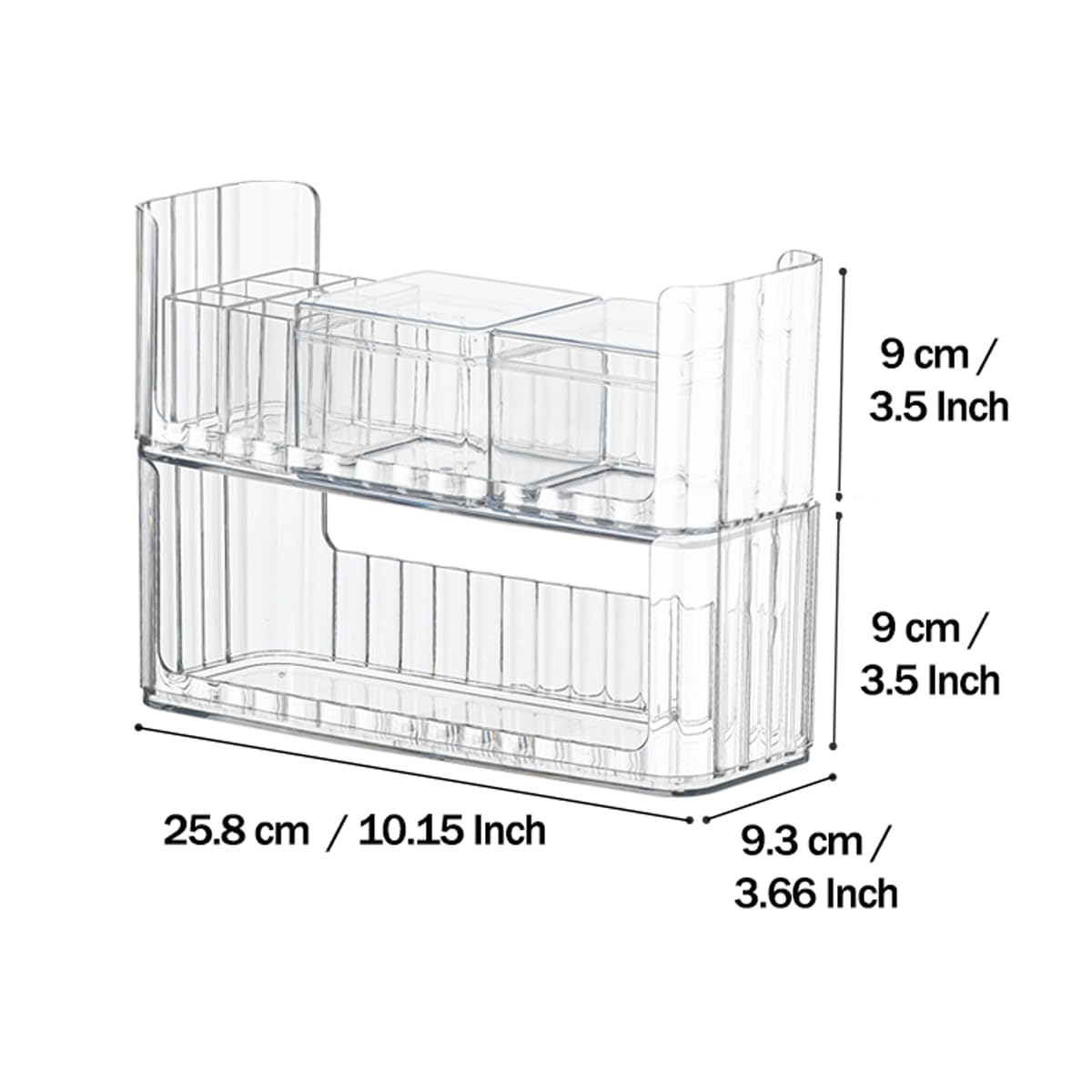 MORNITE 2-Tier Medicine Cabinet Shelves Organizer, Makeup Storage Holder Compartments, Shelf Trays for Bathroom Cabinet Wall, Counter, Vanity, Kitchen - Clear