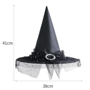 LKQBBSZ Halloween Witch Hats for Women, Lace Witches Hats for Decoration Wizard Cosplay Costume Hat Halloween Costume Accessories