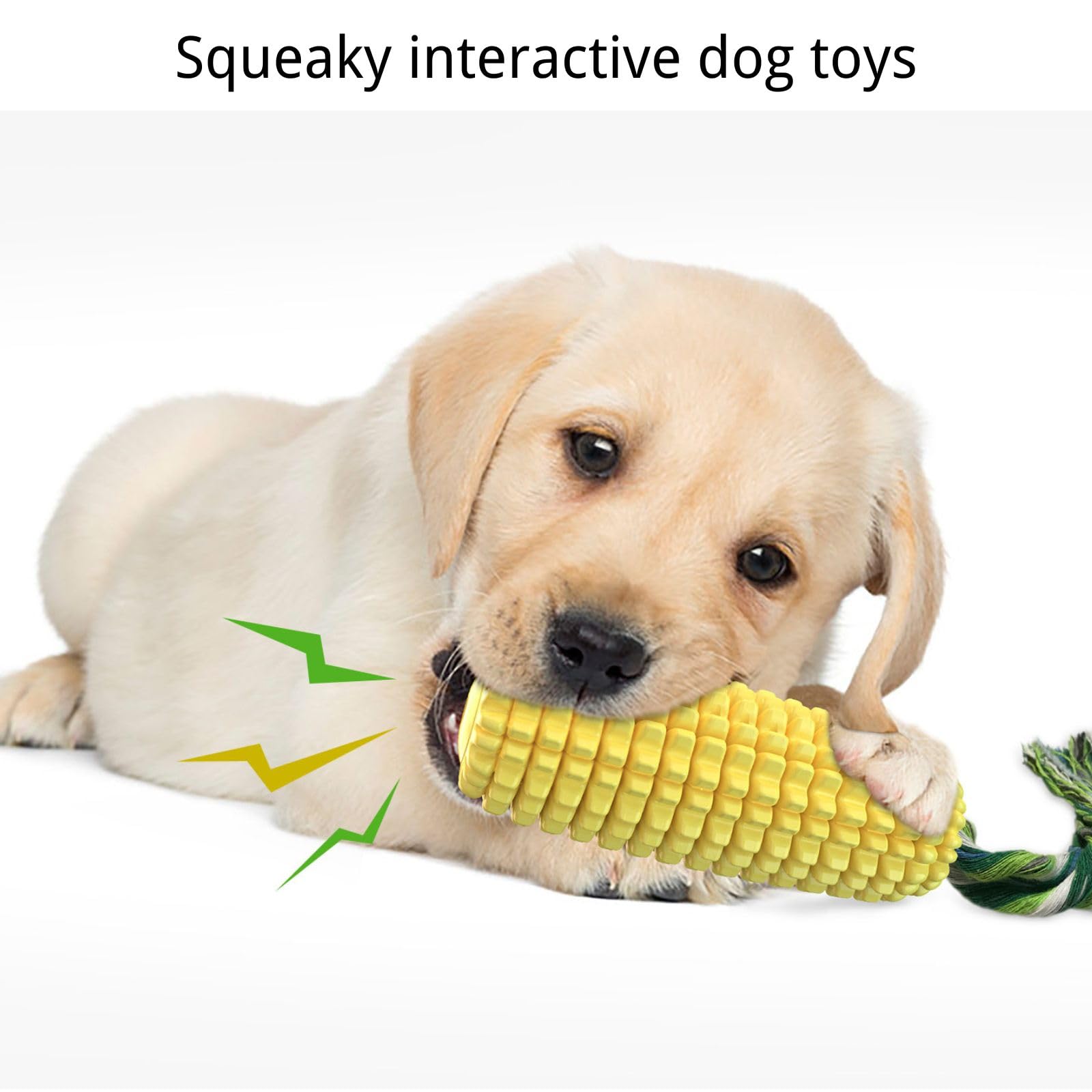 Dog Chew Toys for Aggressive Chewers,Corn Interactive Squeaky Dog Toys for Puppy Medium Breed,Tough Rubber Dental Chew Dog Toys