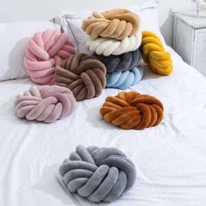 Youjiayi Knot Pillow Ball Round Cushion Decoration Knotted Throw Pillows Sofa Floor Car Pillow Back Cushion Kids Toys,Ivory