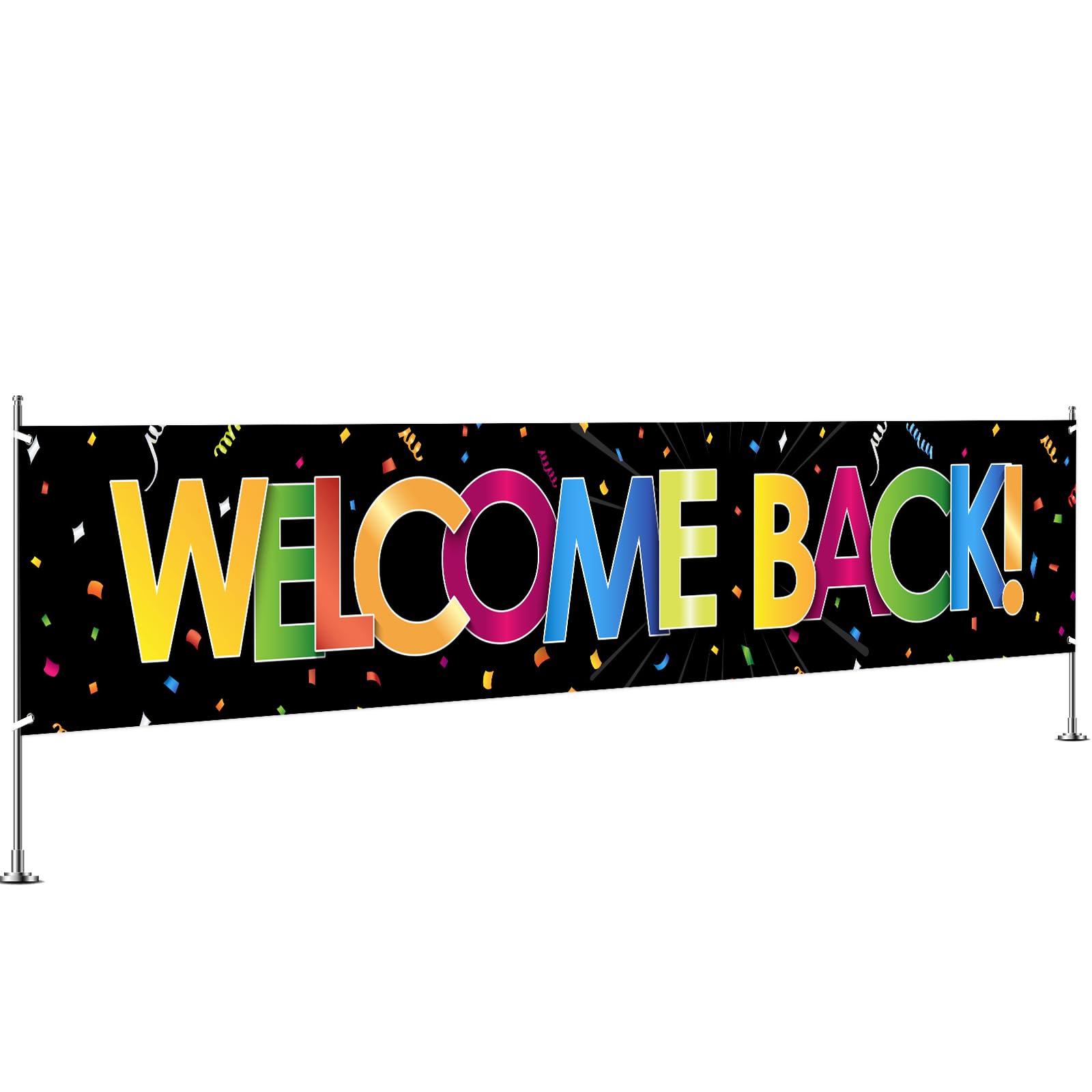 INNORU Large Welcome Back Backdrop Banner, Farewell Party Lawn Sign Banner, Welcome Back Yard Garden Banner, Retirement Party Indoor Outdoor Decor Supplies 9.8 * 1.6ft