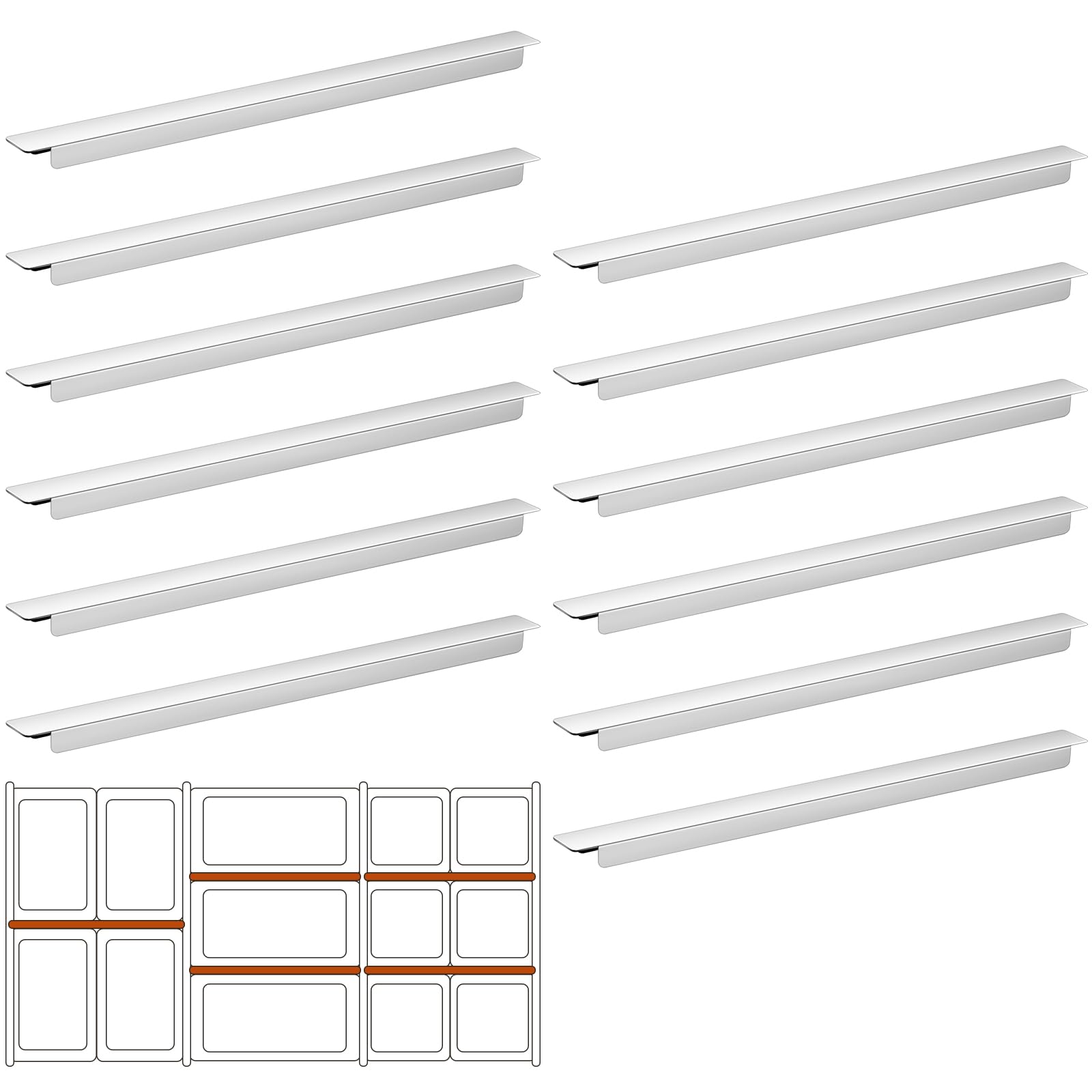 Zonon 12 Pcs Stainless Steel Adaptor Bar, Long Food Bar Divider Bar Metal Steam Table Adapter Bar for Hotel Restaurant Catering Home Commercial Food Service Accessories (12.8")