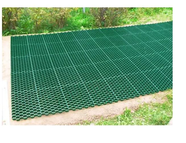 Permeable Grass Pavers Grid Flat-Interlocked,HDPE Plastic Shed Base for Landscaping and Soil Reinforcement in Parking Lots,RV and Boat Storage Pads,Driveways (8 Pieces/22 sq.ft.) (Green)