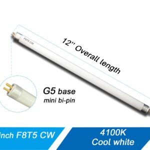 Accway (6 Pack) F8T5/CW 4100K 12’’ Linear Fluorescent Light Bulb, 8W Cool White T5 Tube, G5 Mini Bi Pins Base Replacement for Under Cabinet Light, RV, Closet