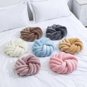 Youjiayi Knot Pillow Ball Round Cushion Decoration Knotted Throw Pillows Sofa Floor Car Pillow Back Cushion Kids Toys,Ivory