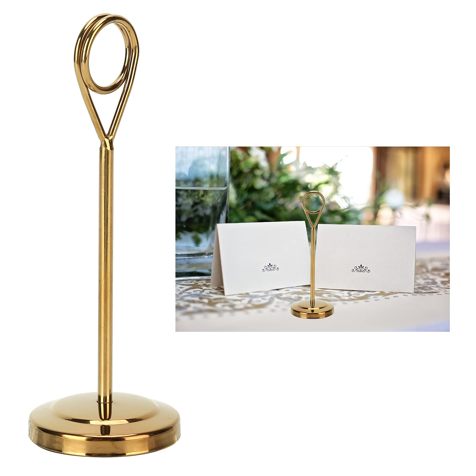 Table Number Holder, Table Name Place Card Holder Photo Holder Wire Clips Memo Note Photo Stand for Wedding, Photos, Food Signs, Message(15.5 cm-Gold)