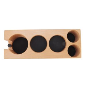 Wood Coffee Filter Tamper Holder with Mat, 5 Hole Espresso Tamping Station Wooden Espresso Tamper Mat Stand (S)