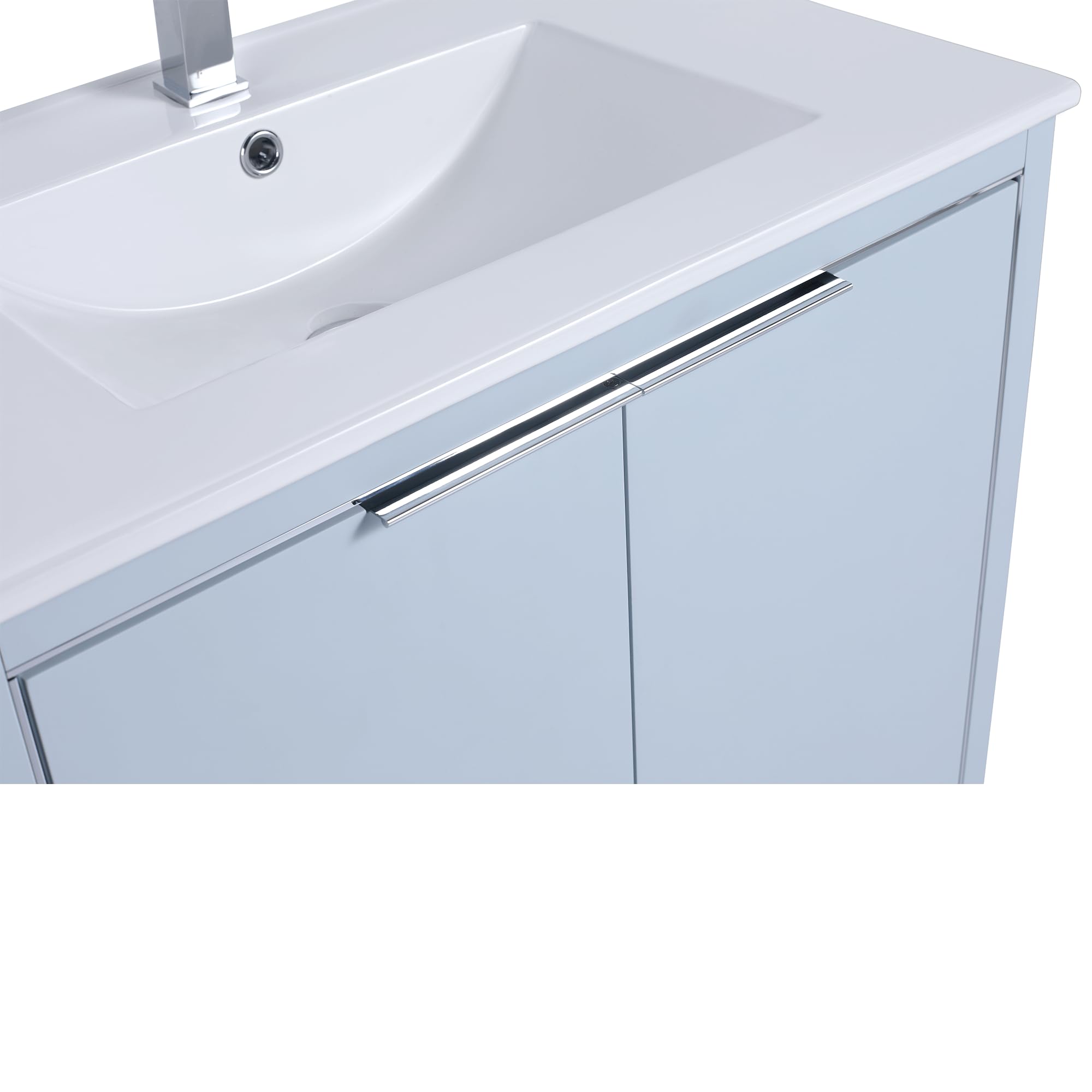 Fine Fixtures Opulence Collection 30 in. W x 18 in. D x 33 in. H Bathroom Vanity in Pastel Blue with White Ceramic Sink - Chrome Hardware