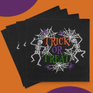 xo, Fetti Halloween Trick or Treat Napkins - 3-ply, 25 pcs | Happy Halloween Party Decorations, Spiderweb Supplies, Spooky Tableware