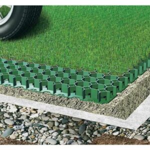 Permeable Grass Pavers Grid Flat-Interlocked,HDPE Plastic Shed Base for Landscaping and Soil Reinforcement in Parking Lots,RV and Boat Storage Pads,Driveways (8 Pieces/22 sq.ft.) (Green)