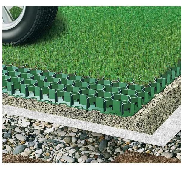 Permeable Grass Pavers Grid Flat-Interlocked,HDPE Plastic Shed Base for Landscaping and Soil Reinforcement in Parking Lots,RV and Boat Storage Pads,Driveways (8 Pieces/22 sq.ft.) (Green)