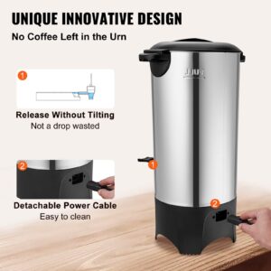 VEVOR Coffee Urn 50Cups/7.5qt, Coffee Maker Urn 1000W,Large Coffee Dispenser with Detachable Power Cord