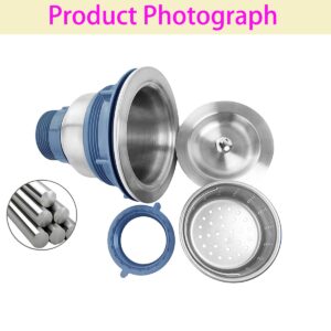 Qrity Kitchen Sink Drain Assembly Kit 110mm, Stainless Steel Sink Basket Strainer, Removable Waste Basket/Sealed Lid