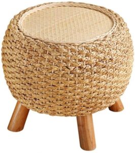 vixpet footstool round hand-woven rattan footstool, solid wood stool, designer dressing stool, corridor shoe footstool