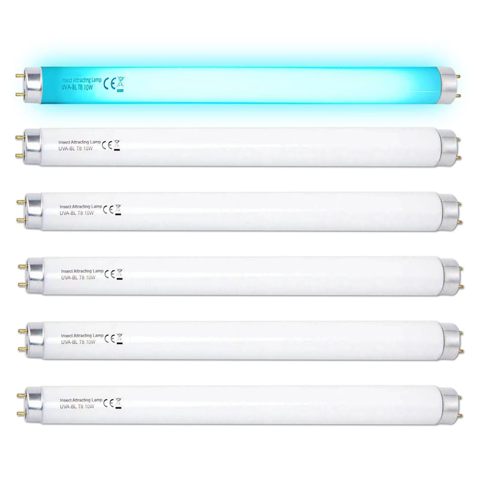 Konideke 6 Pack T8F10W BL 10W Replacement Bulbs T8 10 Watts Fluorescent Tube for 20W Device 13 Inch 365-nm Black Light