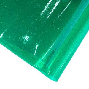 JINR Emerald Green Shiny Glitter Clear Vinyl Leather Sheets, 12" x 47" Iridescence PVC Fabric Roll for Sewing Crafts Bows Earrings Handbag Decoration