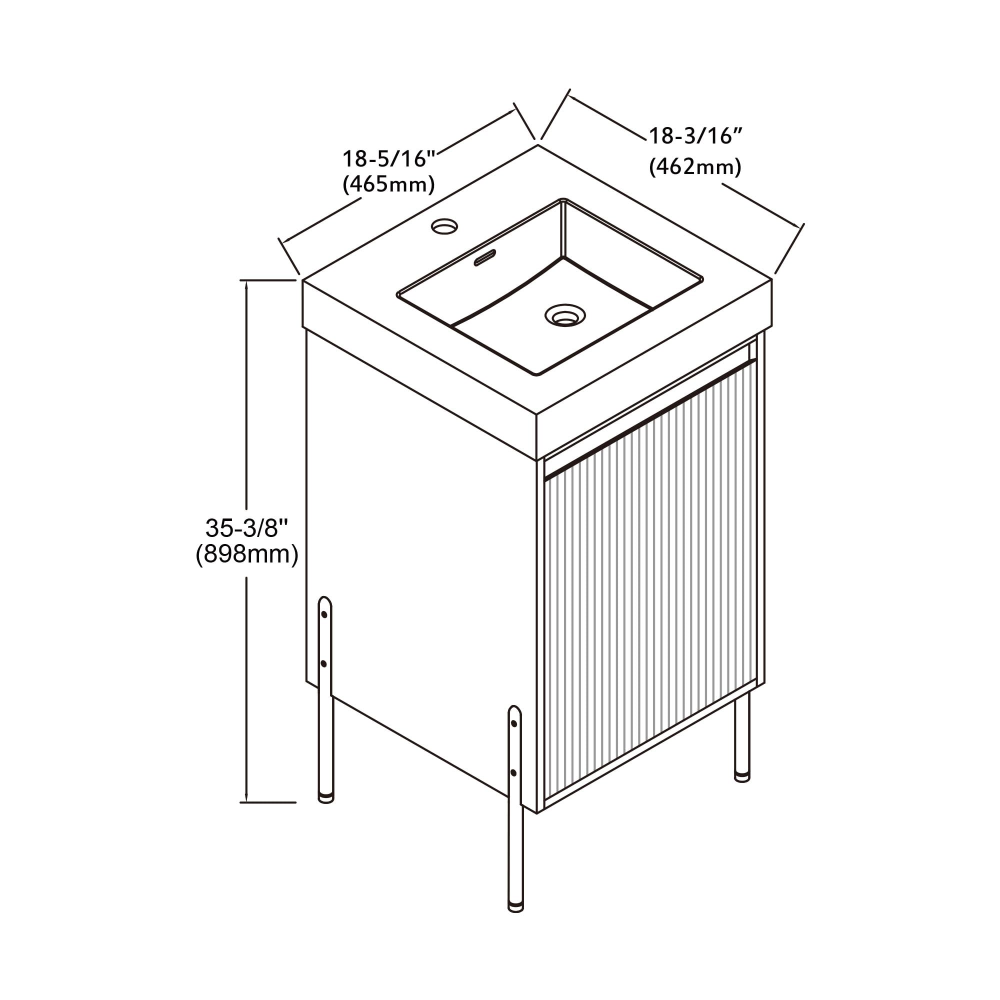 Dowell 18" Inch White Small Bathroom Vanity with Resin/Gel Sink Combo, Narrow Modern Bathroom Cabinet with Soft-Close Door, Freestanding Single Bathroom Vanity Set - 002 Series