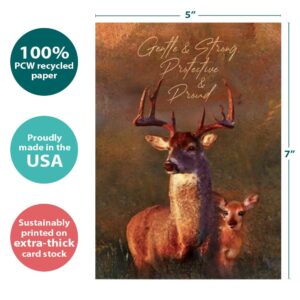 Tree-Free Greetings - Birthday Cards - Artful Designs - 1 Card + Matching Envelope - Made in USA - 100% Recycled Paper - 5"x7" - Deer Qualities (GO65473)