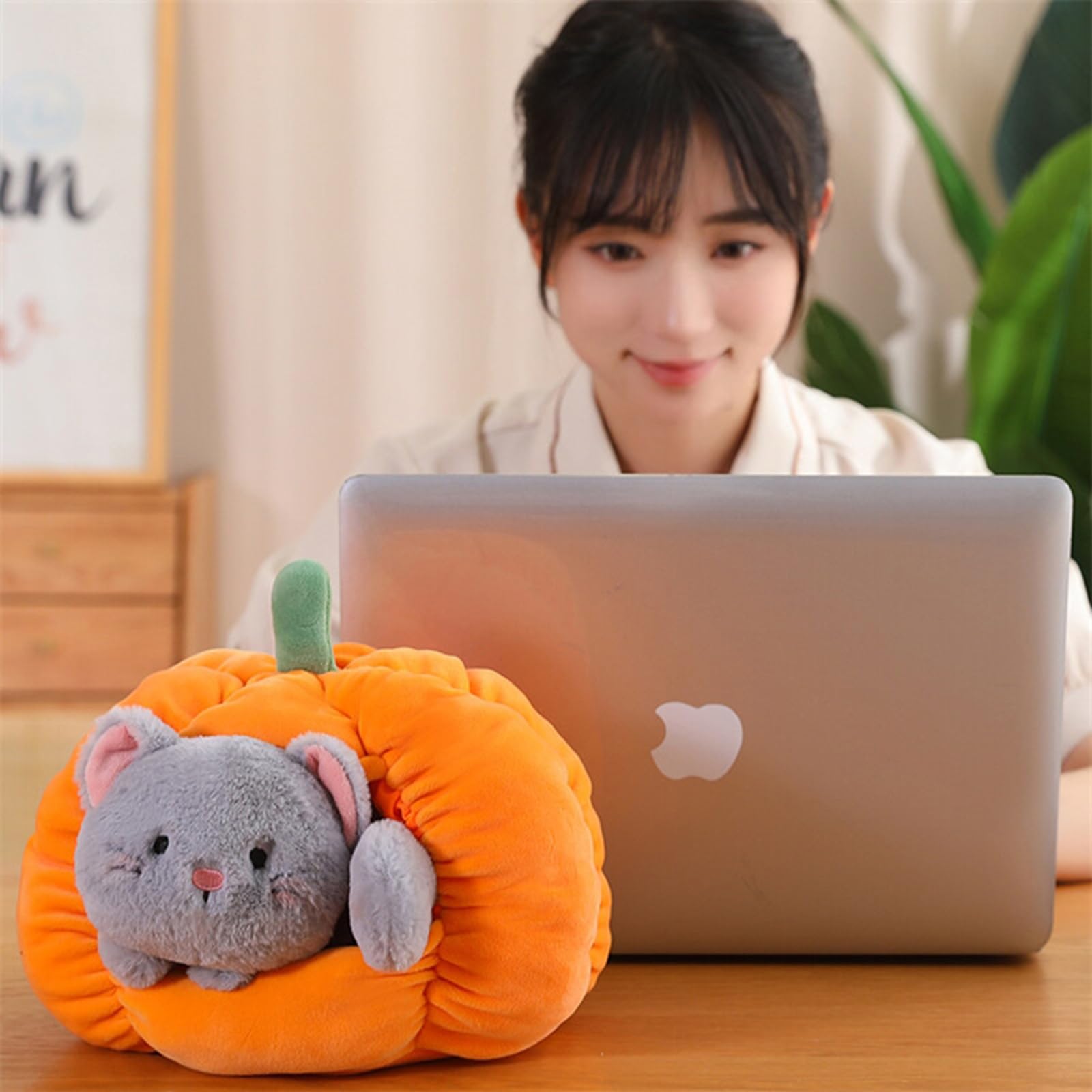 Keludu Halloween Plush Pillow Pumpkin with Dog - Creative Design | Soft Stuffed Animal