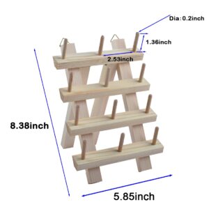 NW 12-Spools Wooden Thread Holder Sewing and Embroidery Thread Rack and Organizer Thread Rack for Sewing with Hanging Hooks