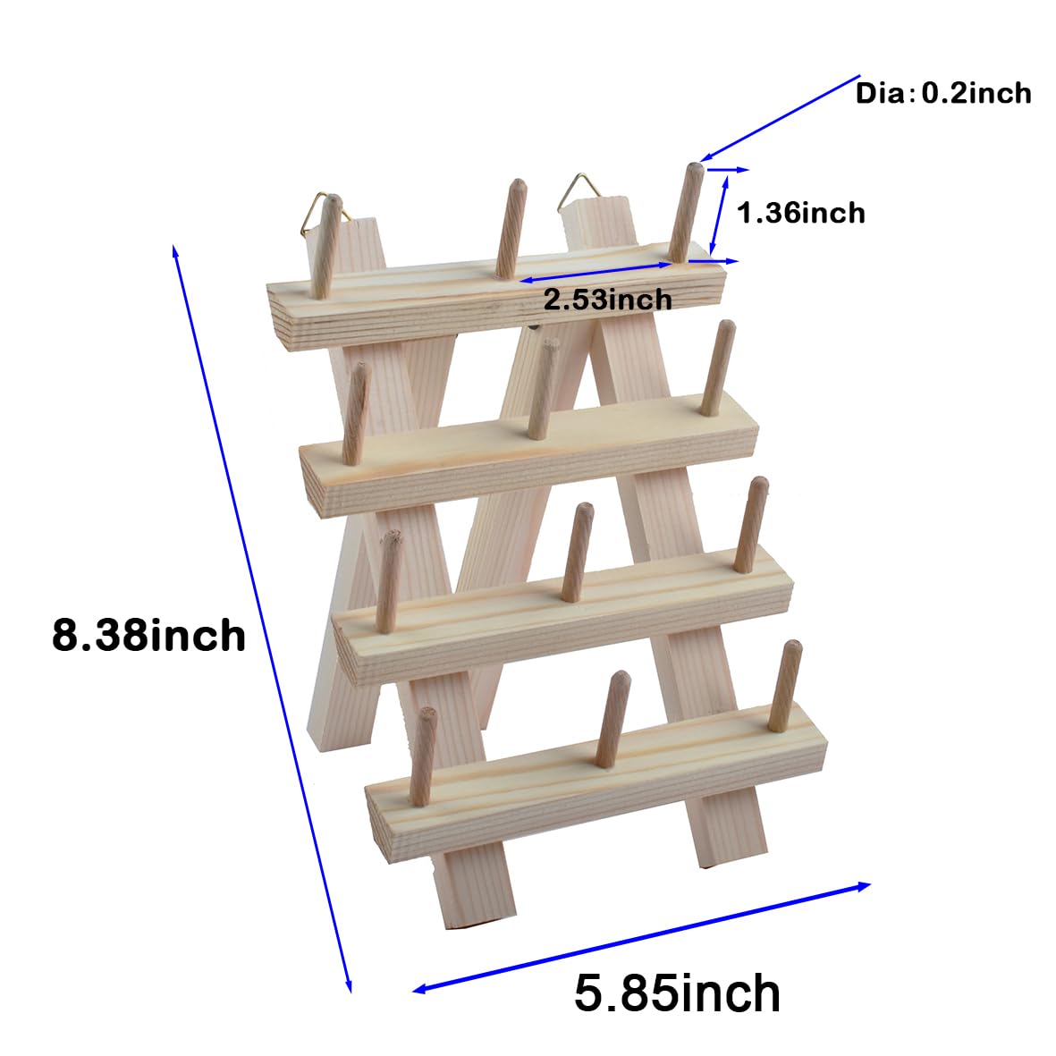 NW 12-Spools Wooden Thread Holder Sewing and Embroidery Thread Rack and Organizer Thread Rack for Sewing with Hanging Hooks