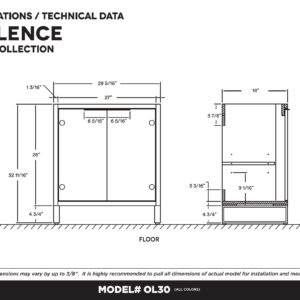 Fine Fixtures Opulence Collection 30 in. W x 18 in. D x 33 in. H Bathroom Vanity in Pastel Blue with White Ceramic Sink - Chrome Hardware