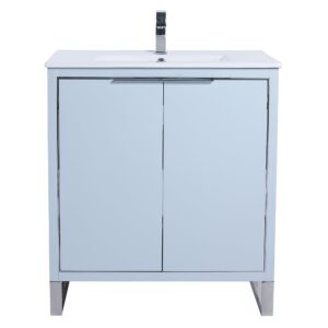 Fine Fixtures Opulence Collection 30 in. W x 18 in. D x 33 in. H Bathroom Vanity in Pastel Blue with White Ceramic Sink - Chrome Hardware