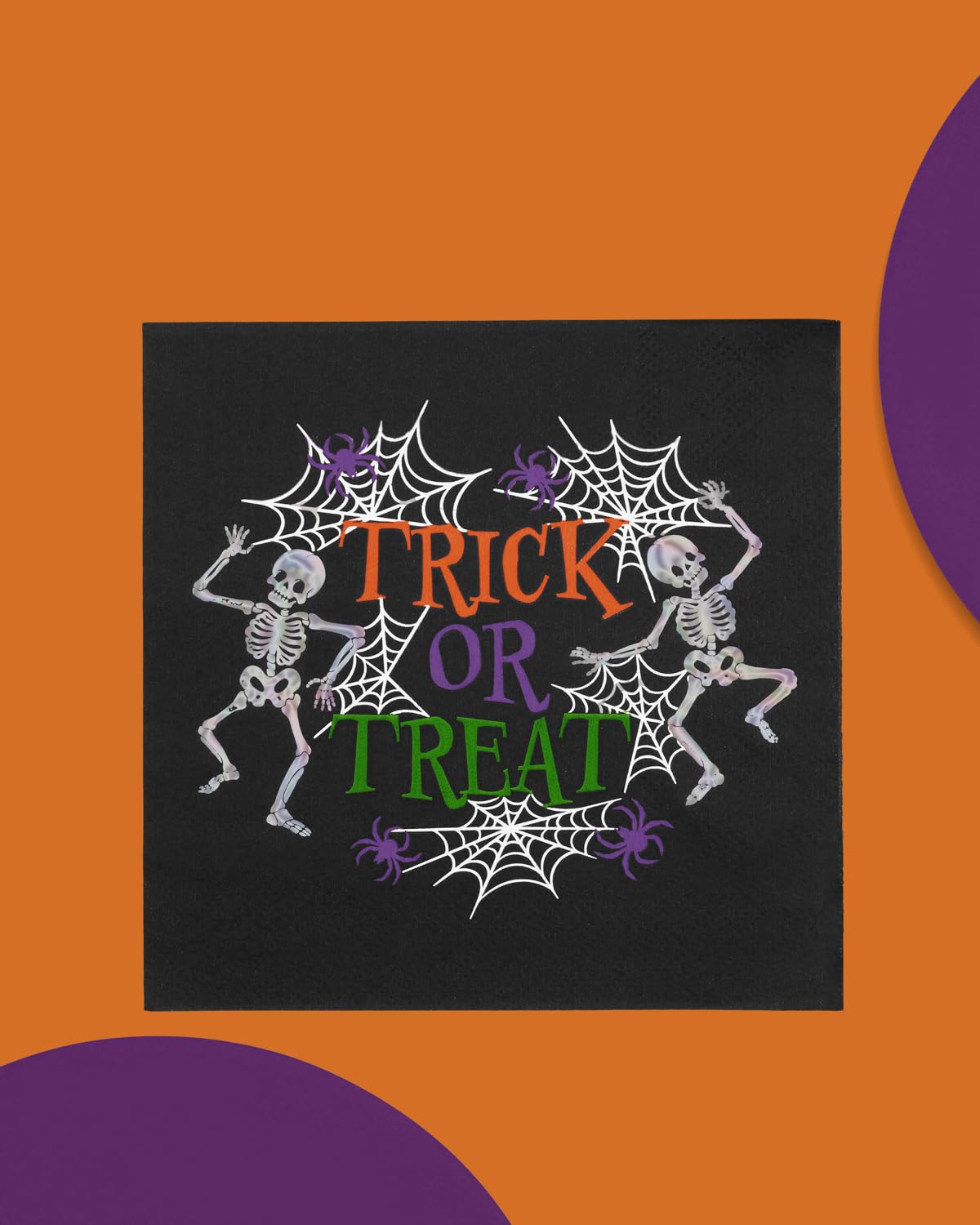 xo, Fetti Halloween Trick or Treat Napkins - 3-ply, 25 pcs | Happy Halloween Party Decorations, Spiderweb Supplies, Spooky Tableware