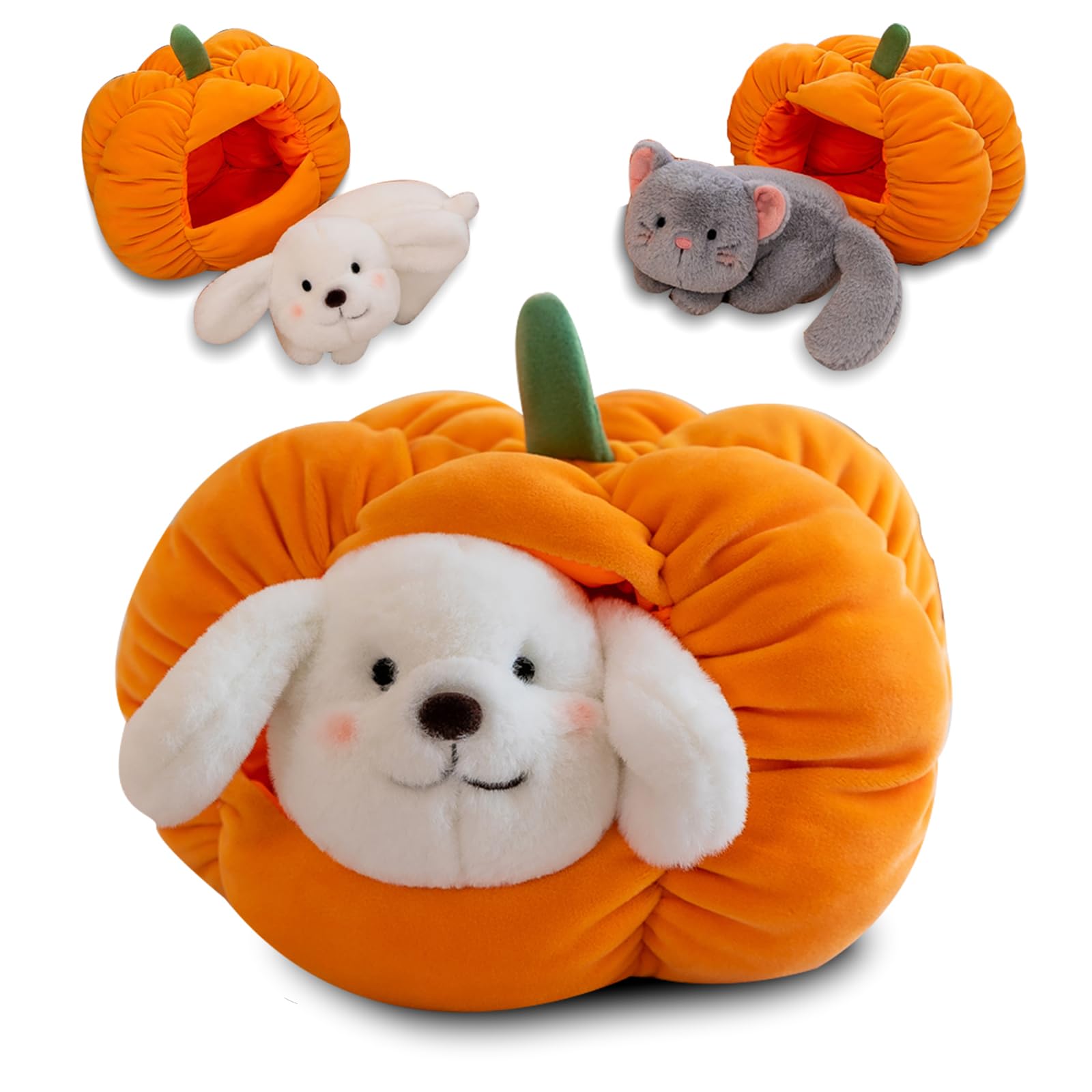 Keludu Halloween Plush Pillow Pumpkin with Dog - Creative Design | Soft Stuffed Animal