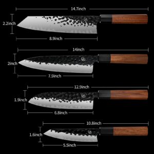 LIFVCNT Santoku Japanese Chef Knife Set, Hand Forged Kitchen Knife, 5 Layers 9CR18MOV High Carbon Chefs Knife Meat Sushi Knife, Japanese Knife with Rosewood Handle and Gift Box