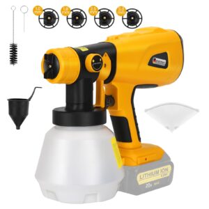 paint sprayer for dewalt 20v max battery, hvlp spray paint gun with brushless motor and copper nozzle, 200w cordless paint sprayer for home interior and exterior, house painting(battery not included)