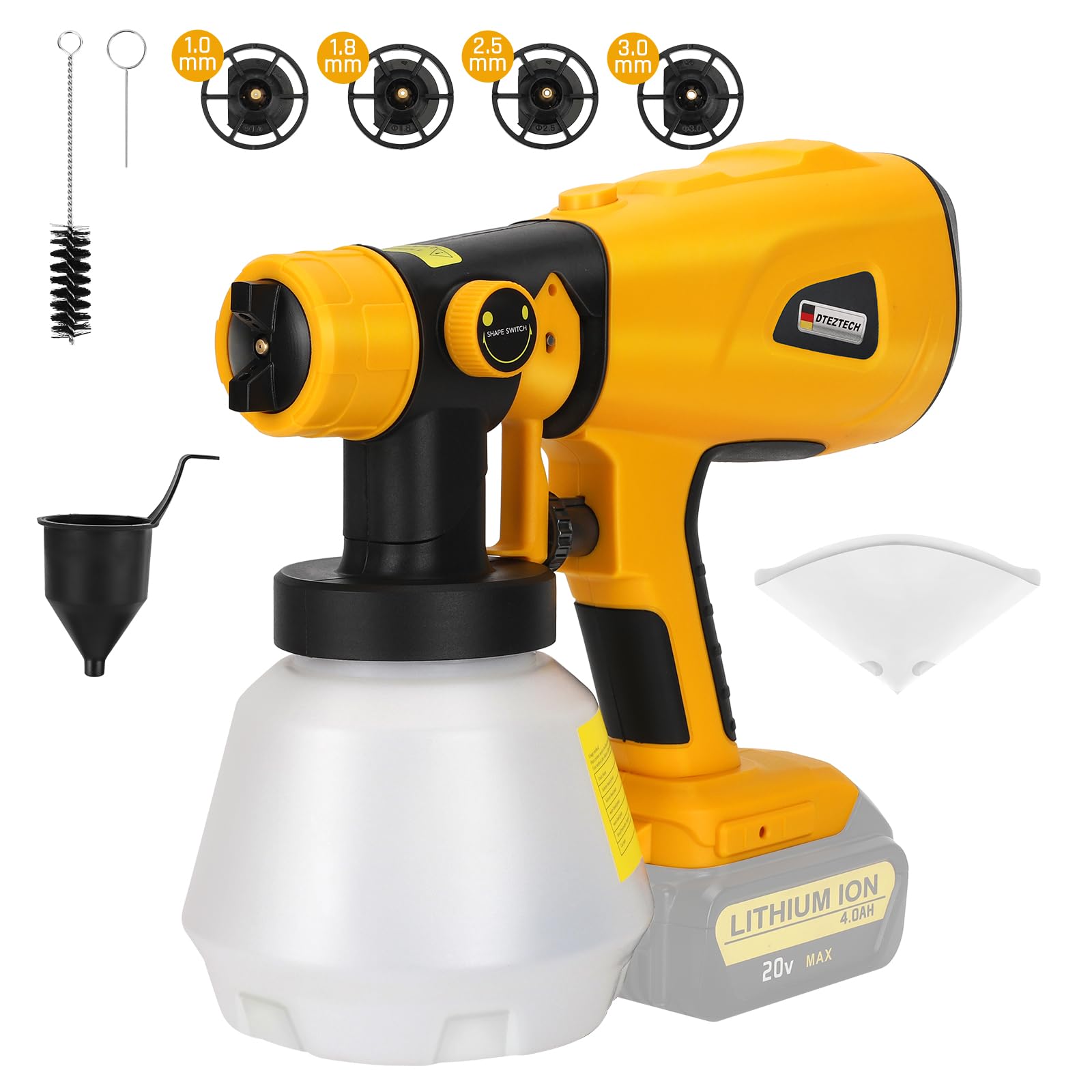 Paint Sprayer for Dewalt 20V MAX Battery, HVLP Spray Paint Gun with Brushless Motor and Copper Nozzle, 200W Cordless Paint Sprayer for Home Interior and Exterior, House Painting(Battery Not Included)