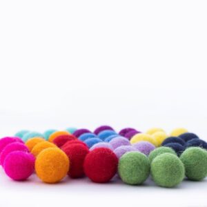 Felt Pom Poms - Wool Felt Balls - 10 Vibrant Colors - 40 Pieces - 2cm (~0.8 inch) Size Each - Craft - DIY - Handmade 100% New Zealand Wool