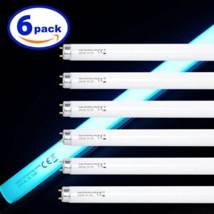 Konideke 6 Pack T8F10W BL 10W Replacement Bulbs T8 10 Watts Fluorescent Tube for 20W Device 13 Inch 365-nm Black Light