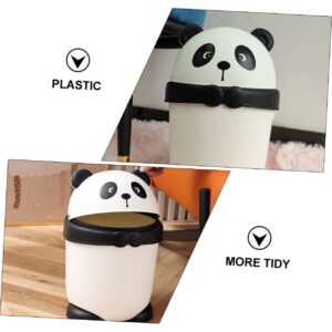 FUNOMOCYA 's Room Small Dinosaur Trash Can Mini Trashcan Desk Garbage Can Car Trash Can with Lid Bedroom Trash Can Waste Container Waste Paper Basket Plastic Cartoon Waste Bin Panda