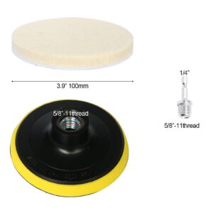 Hiqalty 4 Inch Wool Felt Polishing Pad Buffing Wheel Kit for Drill,Fine Polishing of Metal Glass Stone (7)