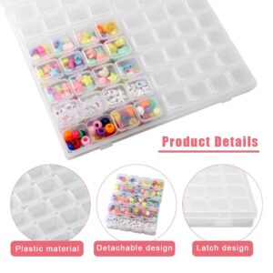 Serveyou 56 Grids Plastic Organizer Box with Dividers,Bead Organizer Box,8.35x6.89x1Inch Clear Portable with Label for Storage Beads, Crafts, Jewelry, Fishing Tackle