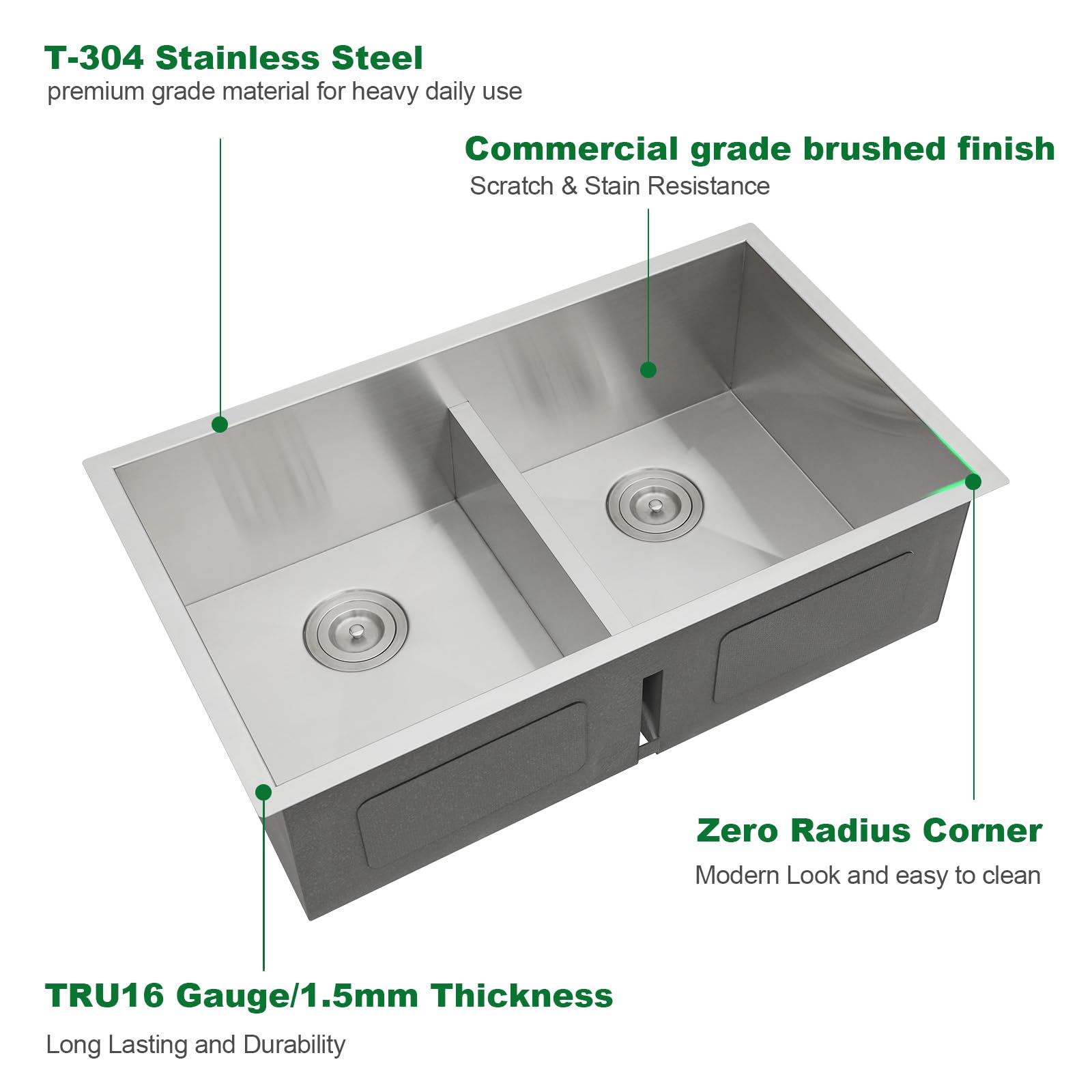 36 Undermount Kitchen Sink - Sarlai 36" x 19" Kitchen Sink Double Bowl 50/50 Low Divide Undermount Stainless Steel 16 Gauge Rectangular Kitchen Sinks Basin with Accessories