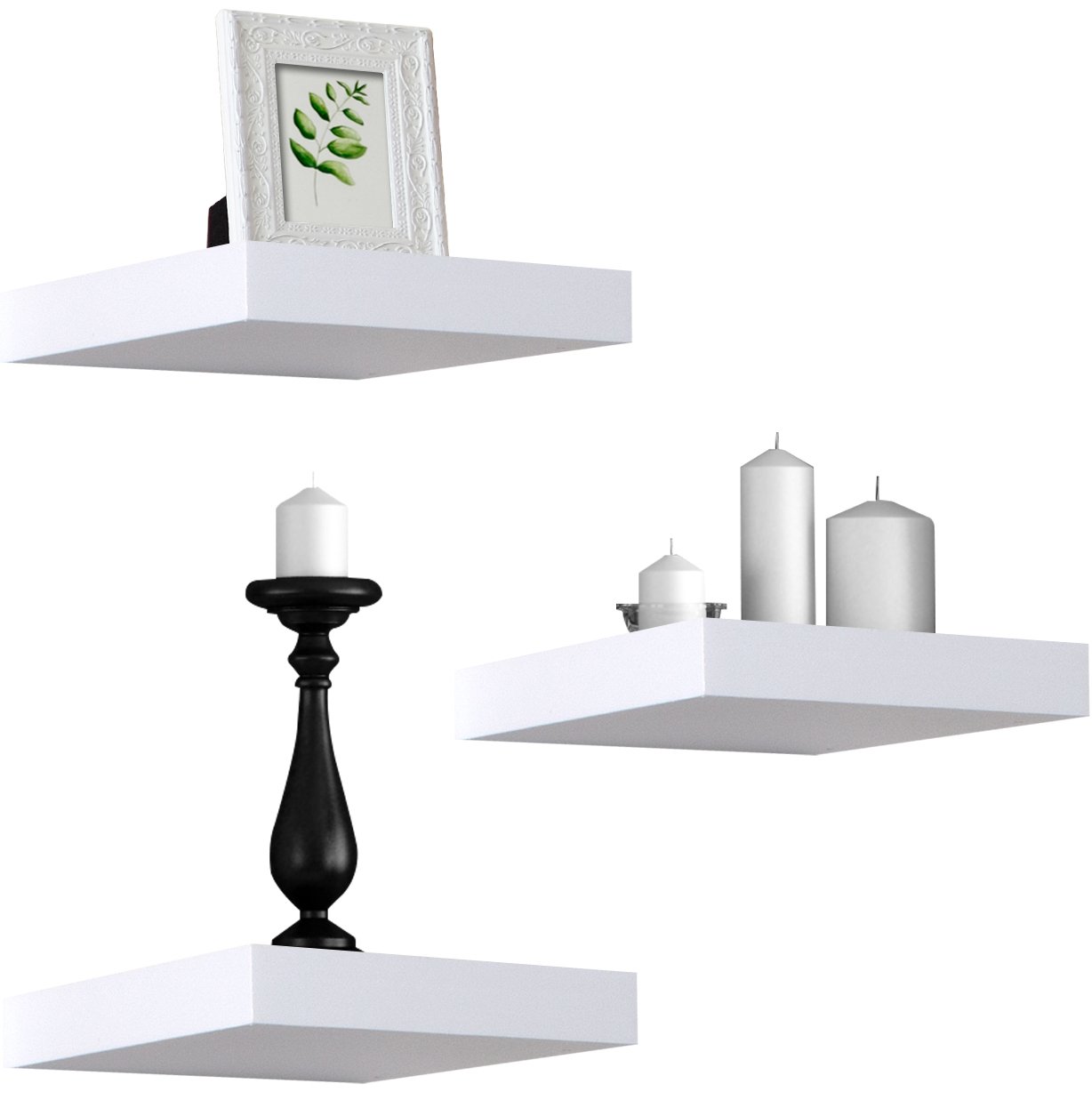 Sorbus Floating Shelves Bundle - Rectangular and Square Sets - 6 Floating Shleves - Hanging Wall Shelves for Home Decor, Photo Frames, & Trophy Display