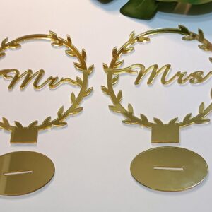 Gold Mirror MR and MRS Wedding Deco,Gold Standing Mr & Mrs Sign Rustic Mr and Mrs Sign for Sweetheart Table Decor