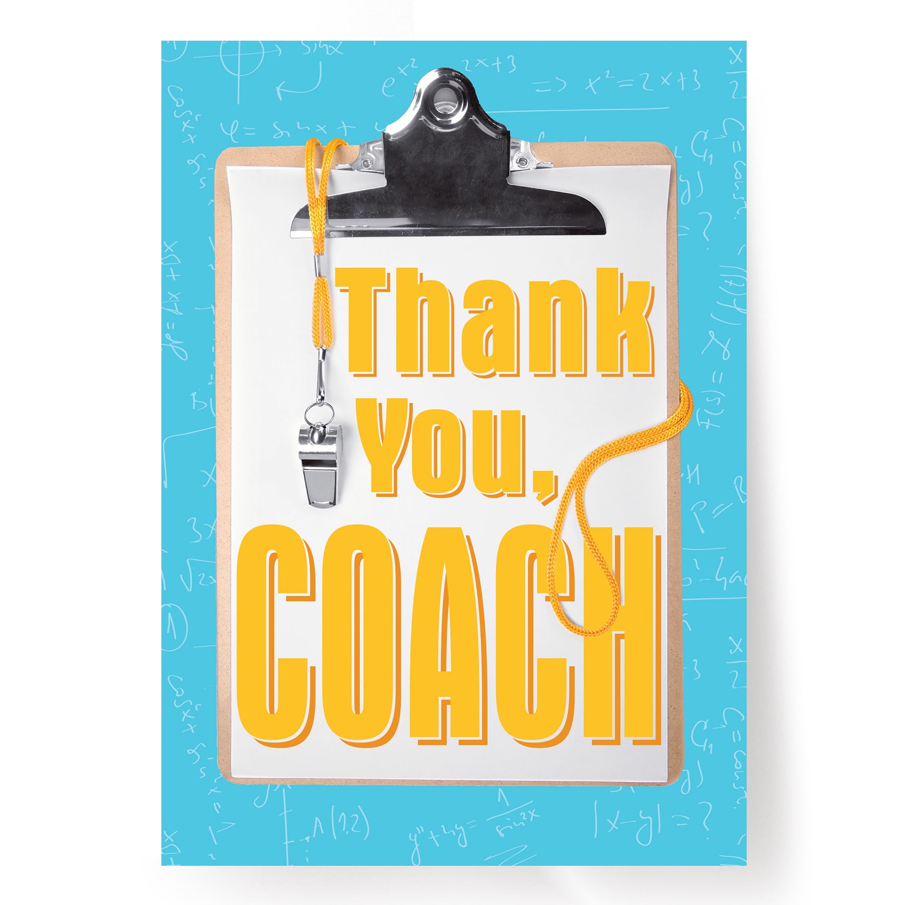 Designer Greetings Special Thoughts, Thank You, Coach Greeting Card, Clipboard and Silver Foil Design (6 Cards with Envelopes) – Perfect for any sport!