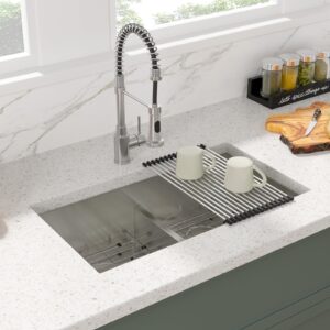 36 Undermount Kitchen Sink - Sarlai 36" x 19" Kitchen Sink Double Bowl 50/50 Low Divide Undermount Stainless Steel 16 Gauge Rectangular Kitchen Sinks Basin with Accessories