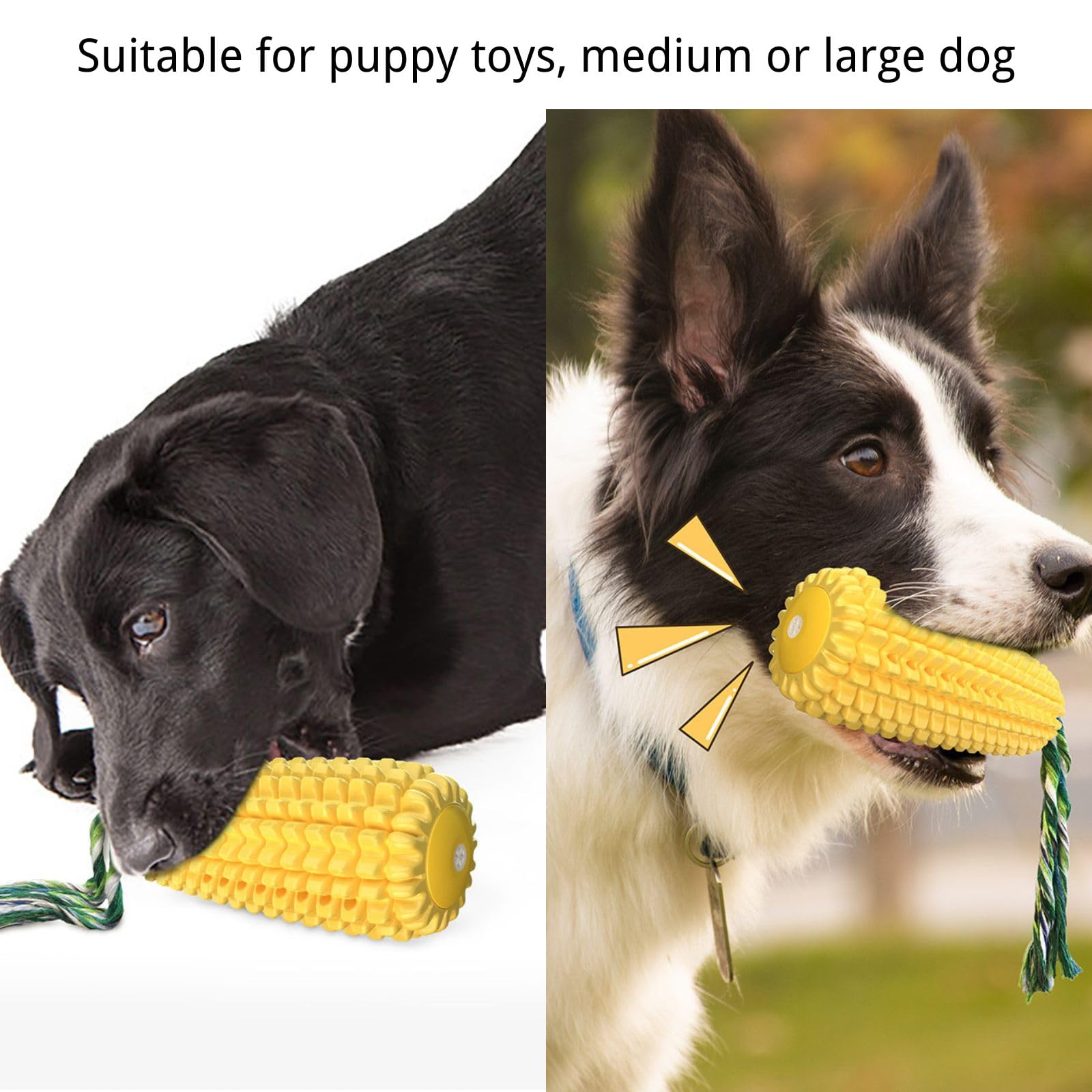 Dog Chew Toys for Aggressive Chewers,Corn Interactive Squeaky Dog Toys for Puppy Medium Breed,Tough Rubber Dental Chew Dog Toys