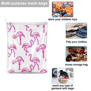 Flamingo Pink Laundry Bags Mesh Wash Bags Set of 2 Delicates Bag for Washing Machine Mesh Laundry Bag for Bra Shoe Lingerie Travel Laundry Dorm Room Essentials