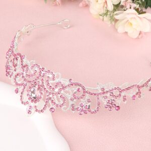 CIEHER Pink Tiara Princess Crown Queen Crown Crystal Crowns for Women Crown for Birthday Prom Party Halloween Costume Cosplay, Princess Party Decorations