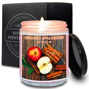 aharhora cinnamon apple scented candle, 7.2oz jar candle gifts for women men, fall autumn candles for home scented, soy wax candle last over 50 hours, unique gift for friend family coworker