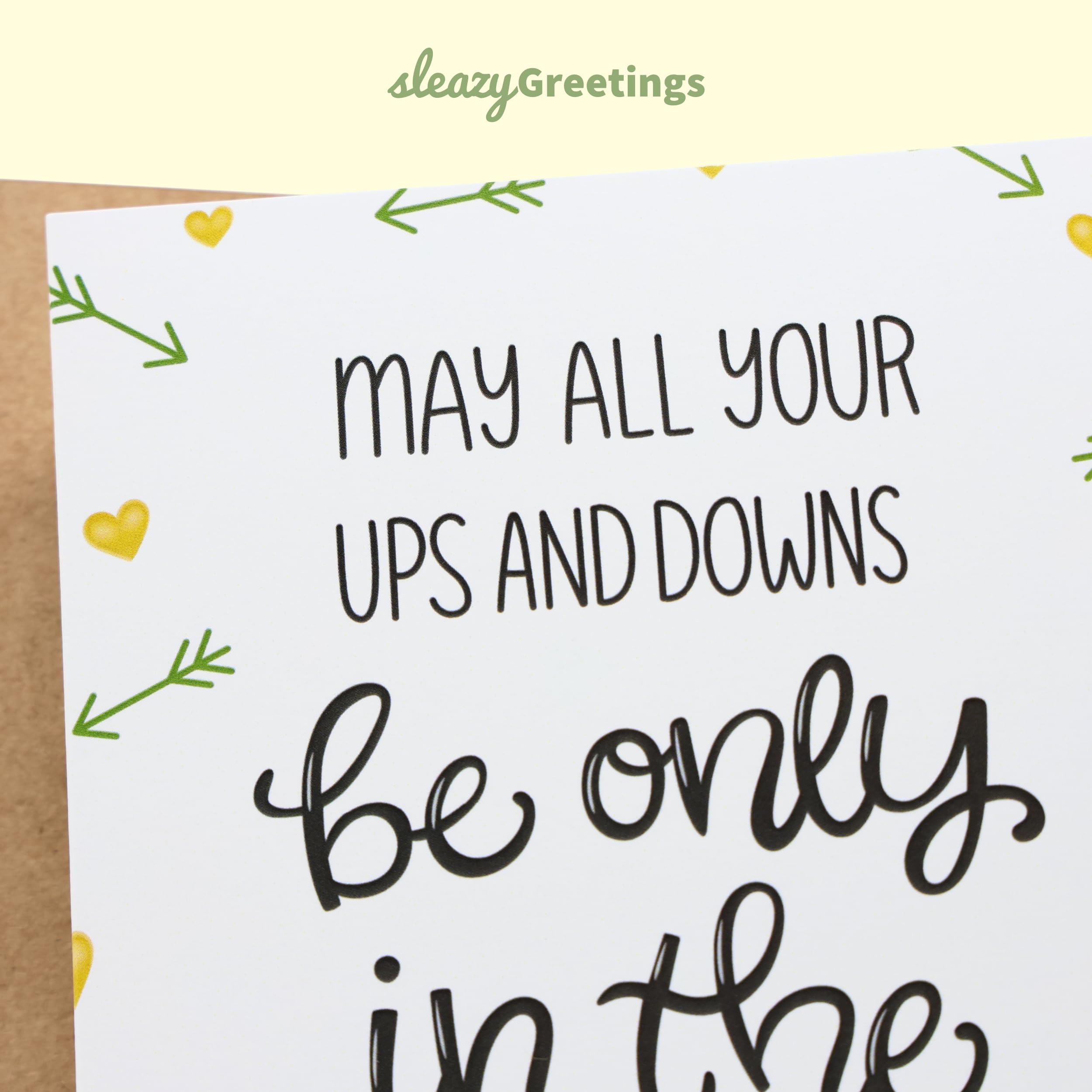 Sleazy Greetings Funny Wedding Card For Her Engaged Bachelorette Party Bridal Shower,Adult Inappropriate Engagement Card,5x7 Inch Funny Engagement Card From Friend,Ups And Downs Be Only In The