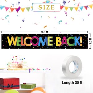 INNORU Large Welcome Back Backdrop Banner, Farewell Party Lawn Sign Banner, Welcome Back Yard Garden Banner, Retirement Party Indoor Outdoor Decor Supplies 9.8 * 1.6ft